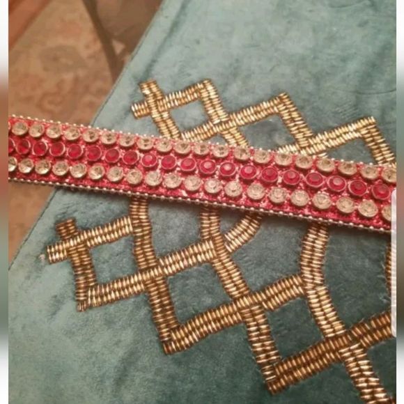 DNA PREMIUM WEAR BELT RED GLITTER W/RED & SILVER STONES. SZ. XS MISSING 1 STONE - Picture 3 of 11